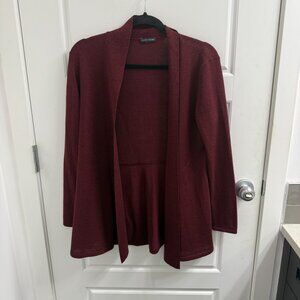 Eileen Fisher 100% Wool Cardigan Sweater in Burgundy